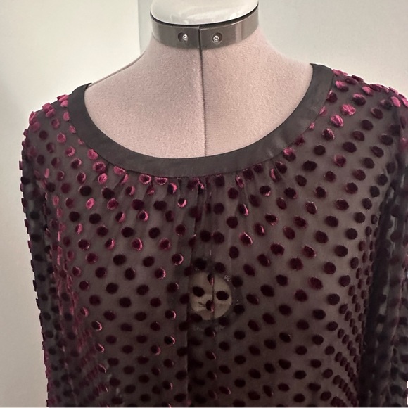 Club Monaco Silk Blend Sheer Polka Dot Top size XS - Picture 4 of 7